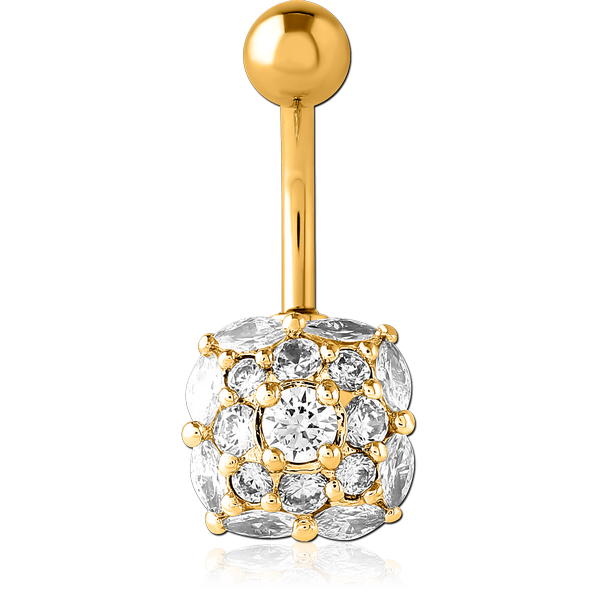 GOLD PVD COATED BRASS JEWELLED NAVEL BANANA