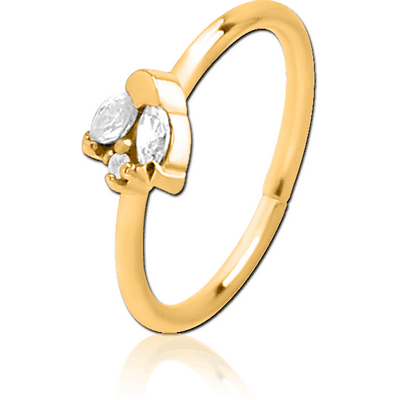 GOLD PVD COATED SURGICAL STEEL JEWELLED SEAMLESS RING
