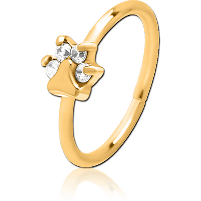 GOLD PVD COATED SURGICAL STEEL JEWELLED SEAMLESS RING - ANIMAL PAW