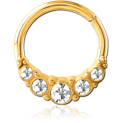 GOLD PVD COATED SURGICAL STEEL JEWELLED SEAMLESS RING
