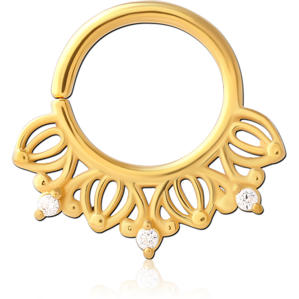 GOLD PVD COATED SURGICAL STEEL JEWELLED SEAMLESS RING