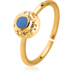 GOLD PVD COATED SURGICAL STEEL SEAMLESS RING WITH ENAMEL - APOSTROPHE