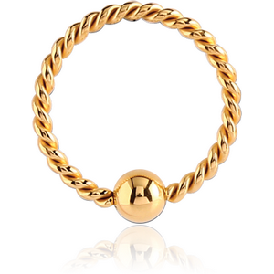 GOLD PVD COATED SURGICAL STEEL FIXED BEAD RING