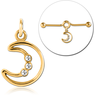 GOLD PVD COATED SURGICAL STEEL JEWELLED CHARM FOR INDUSTRIAL BARBELL