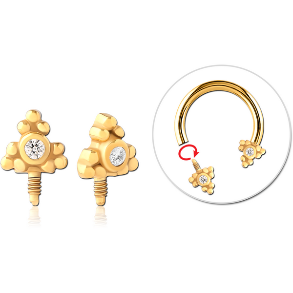 GOLD PVD COATED SURGICAL STEEL ATTACHMENT INTERNALLY THREADED FOR CIRCULAR BARBELL