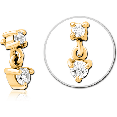 GOLD PVD COATED SURGICAL STEEL JEWELLED MICRO ATTACHMENT FOR 1.6MM INTERNALLY THREADED PINS