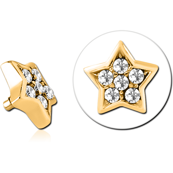 GOLD PVD COATED SURGICAL STEEL JEWELLED ATTACHMENT FOR 1.6MM INTERNALLY THREADED PINS - STAR