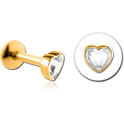 GOLD PVD COATED SURGICAL STEEL INTERNALLY THREADED JEWELLED MICRO LABRET