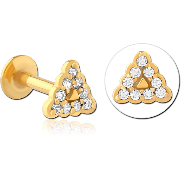 GOLD PVD COATED SURGICAL STEEL INTERNALLY THREADED JEWELLED MICRO LABRET