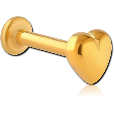 GOLD PVD COATED SURGICAL STEEL INTERNALLY THREADED MICRO LABRET WITH HEART