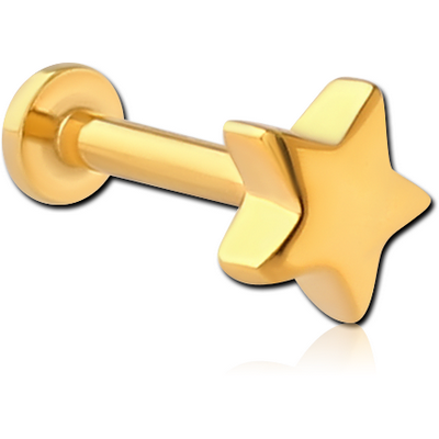 GOLD PVD COATED SURGICAL STEEL INTERNALLY THREADED MICRO LABRET - STAR