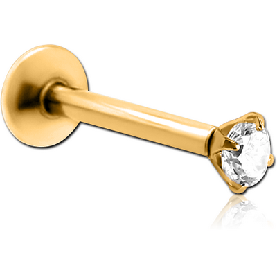 GOLD PVD COATED SURGICAL STEEL INTERNALLY THREADED JEWELLED MICRO LABRET