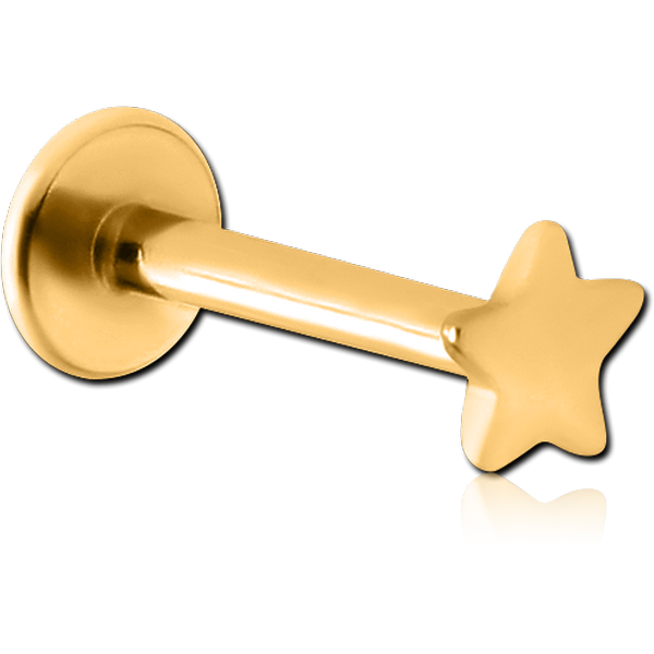 GOLD PVD COATED SURGICAL STEEL INTERNALLY THREADED MICRO LABRET WITH STAR