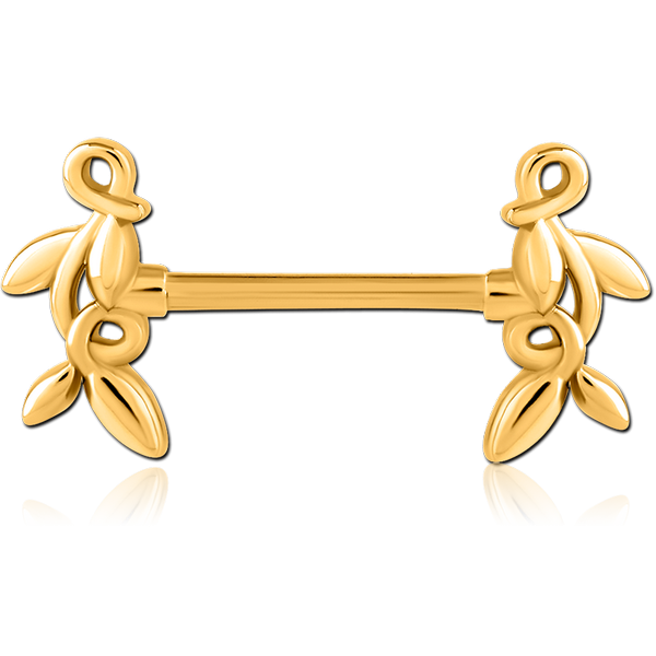 GOLD PVD COATED SURGICAL STEEL NIPPLE PIERCING INTERNAL THREADED BAR