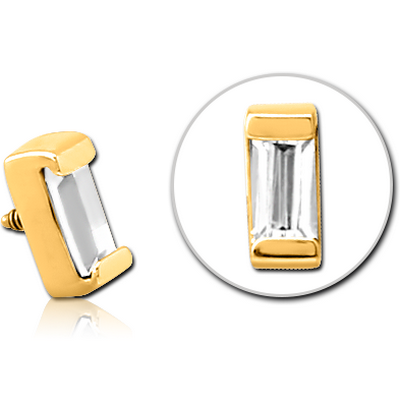 GOLD PVD COATED SURGICAL STEEL JEWELLED MICRO ATTACHMENT FOR 1.2MM INTERNALLY THREADED PINS - SQUARE