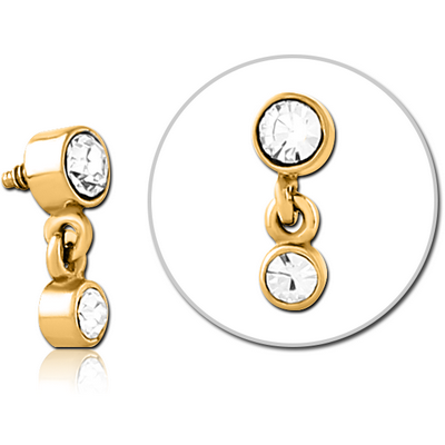 GOLD PVD COATED SURGICAL STEEL JEWELLED MICRO ATTACHMENT FOR 1.2MM INTERNALLY THREADED PINS