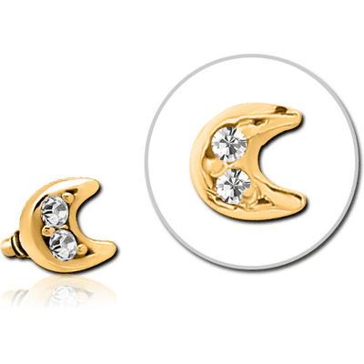 GOLD PVD COATED SURGICAL STEEL JEWELLED MICRO ATTACHMENT FOR 1.2MM INTERNALLY THREADED PINS - CRESCENT PRONGS