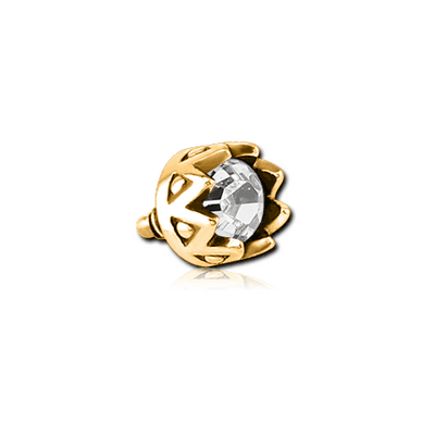 GOLD PVD COATED SURGICAL STEEL JEWELLED MICRO ATTACHMENT FOR 1.2MM INTERNALLY THREADED PINS