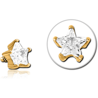 GOLD PVD COATED SURGICAL STEEL JEWELLED MICRO ATTACHMENT FOR 1.2MM INTERNALLY THREADED PINS - STAR