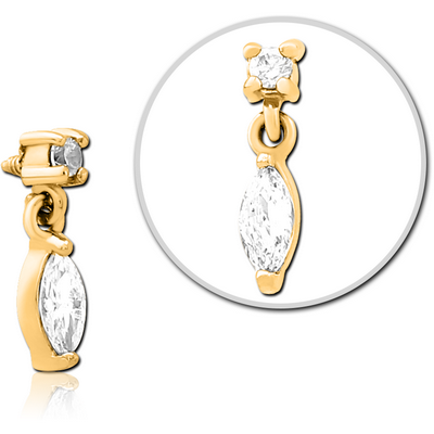 GOLD PVD COATED SURGICAL STEEL JEWELLED MICRO ATTACHMENT FOR 1.2MM INTERNALLY THREADED PINS