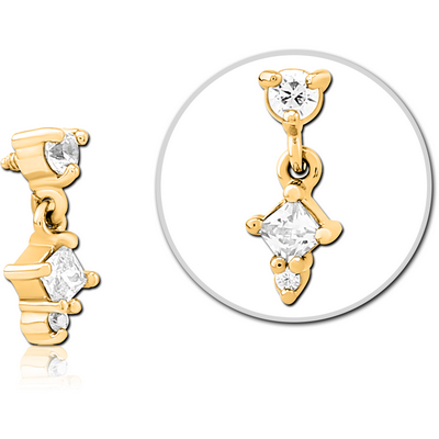 GOLD PVD COATED SURGICAL STEEL JEWELLED MICRO ATTACHMENT FOR 1.2MM INTERNALLY THREADED PINS