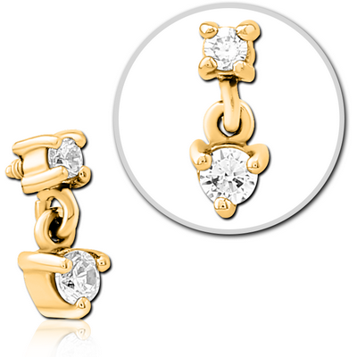 GOLD PVD COATED SURGICAL STEEL JEWELLED MICRO ATTACHMENT FOR 1.2MM INTERNALLY THREADED PINS