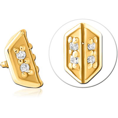 GOLD PVD SURGICAL STEEL JEWELLED MICRO ATTACHMENT FOR 1.2MM INTERNALLY THREADED PINS