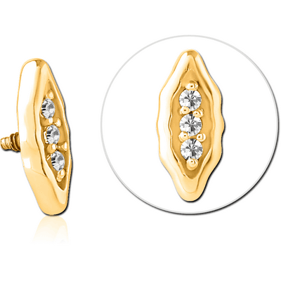 GOLD PVD SURGICAL STEEL JEWELLED MICRO ATTACHMENT FOR 1.2MM INTERNALLY THREADED PINS
