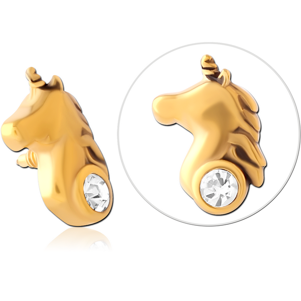 GOLD PVD COATED SURGICAL STEEL JEWELLED MICRO ATTACHMENT FOR 1.2MM INTERNALLY THREADED PINS