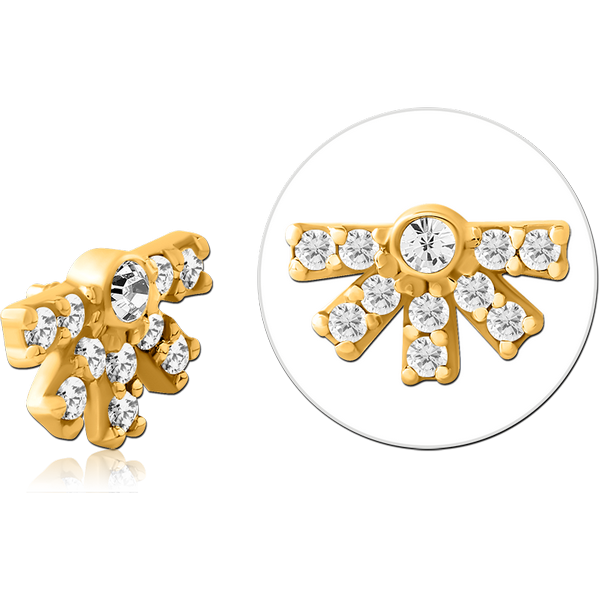 GOLD PVD COATED SURGICAL STEEL JEWELLED MICRO ATTACHMENT FOR 1.2MM INTERNALLY THREADED PINS