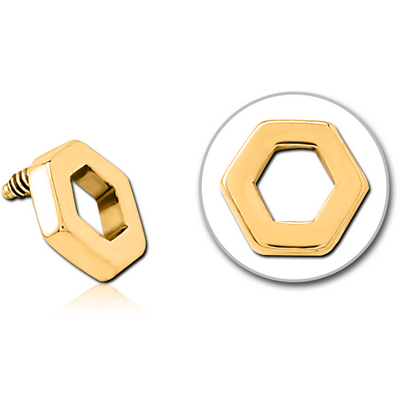 GOLD PVD COATED SURGICAL STEEL MICRO ATTACHMENT FOR 1.2MM INTERNALLY THREADED PINS - HEXAGON