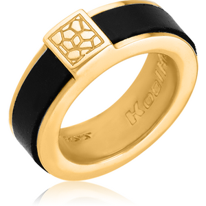 GOLD PVD COATED SURGICAL STEEL KOOL KATANA RING WITH LEATHER