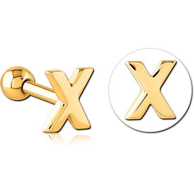 GOLD PVD COATED SURGICAL STEEL TRAGUS MICRO BARBELL - X