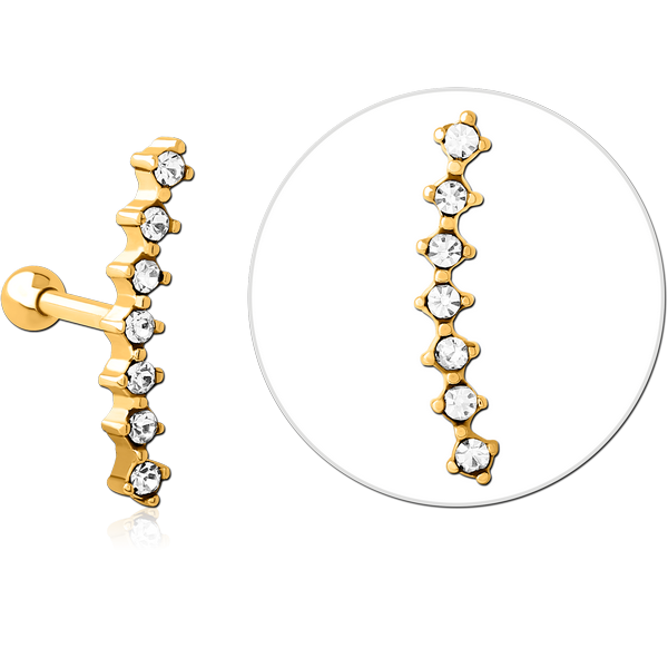 GOLD PVD COATED SURGICAL STEEL JEWELLED TRAGUS MICRO BARBELL