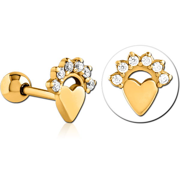 GOLD PVD COATED SURGICAL STEEL JEWELLED TRAGUS MICRO BARBELL