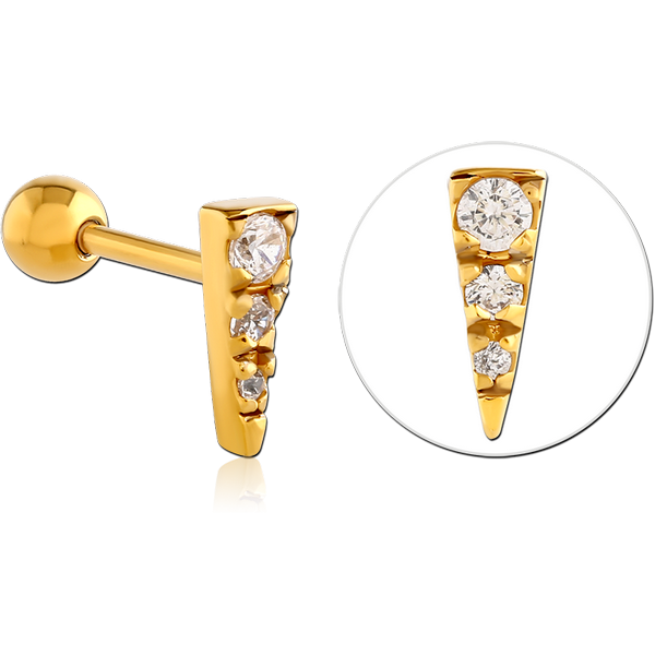 GOLD PVD COATED SURGICAL STEEL JEWELLED TRAGUS MICRO BARBELL