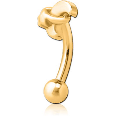 GOLD PVD COATED SURGICAL STEEL FANCY CURVED MICRO BARBELL - ANNULAR ECLIPSE AND STAR