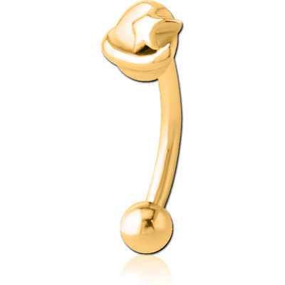 GOLD PVD COATED SURGICAL STEEL FANCY CURVED MICRO BARBELL - EYE STAR