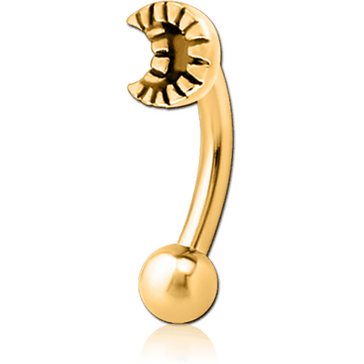 GOLD PVD COATED SURGICAL STEEL FANCY CURVED MICRO BARBELL - CRESCENT