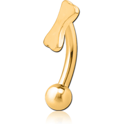 GOLD PVD COATED SURGICAL STEEL FANCY CURVED MICRO BARBELL - BONE