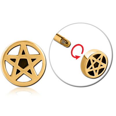 GOLD PVD COATED SURGICAL STEEL MICRO ATTACHMENT FOR 1.2MM THREADED PINS - STAR