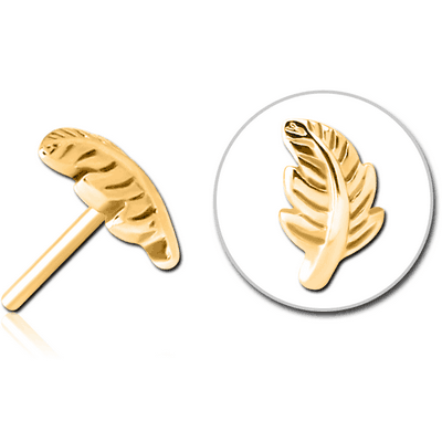 GOLD PVD COATED SURGICAL STEEL THREADLESS ATTACHMENT - LEAF