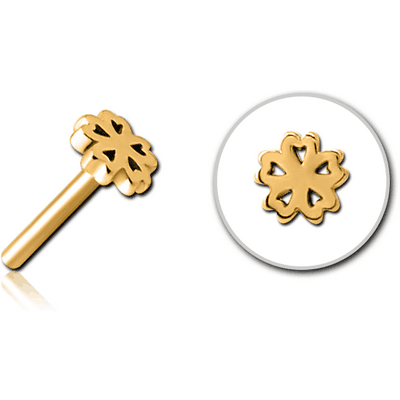 GOLD PVD COATED SURGICAL STEEL THREADLESS ATTACHMENT - CLOVER