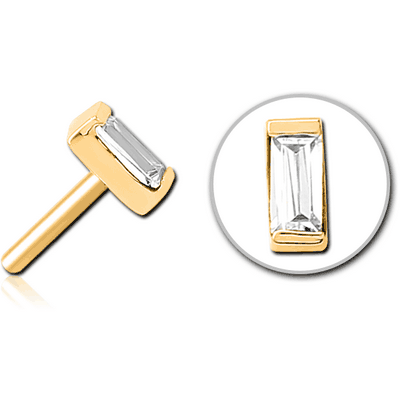 GOLD PVD COATED SURGICAL STEEL JEWELLED THREADLESS ATTACHMENT - SQUARE