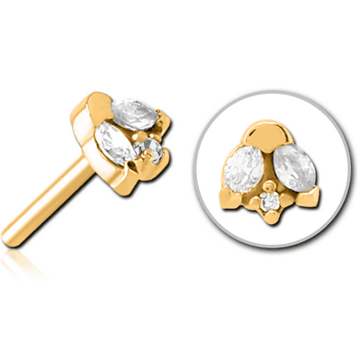 GOLD PVD COATED SURGICAL STEEL JEWELLED THREADLESS ATTACHMENT