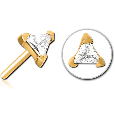 GOLD PVD COATED SURGICAL STEEL JEWELLED THREADLESS ATTACHMENT - TRIANGLE