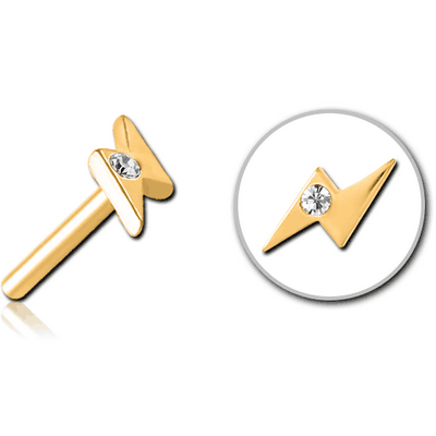 GOLD PVD COATED SURGICAL STEEL JEWELLED THREADLESS ATTACHMENT - THUNDER