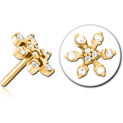 GOLD PVD COATED SURGICAL STEEL JEWELLED THREADLESS ATTACHMENT - SNOWFLAKE