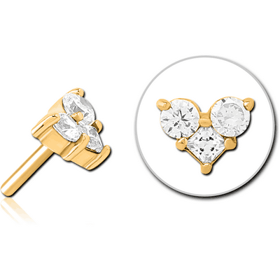 GOLD PVD COATED SURGICAL STEEL JEWELLED THREADLESS ATTACHMENT