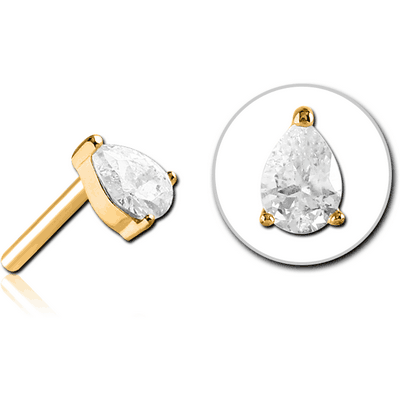 GOLD PVD COATED SURGICAL STEEL JEWELLED THREADLESS ATTACHMENT - DROP